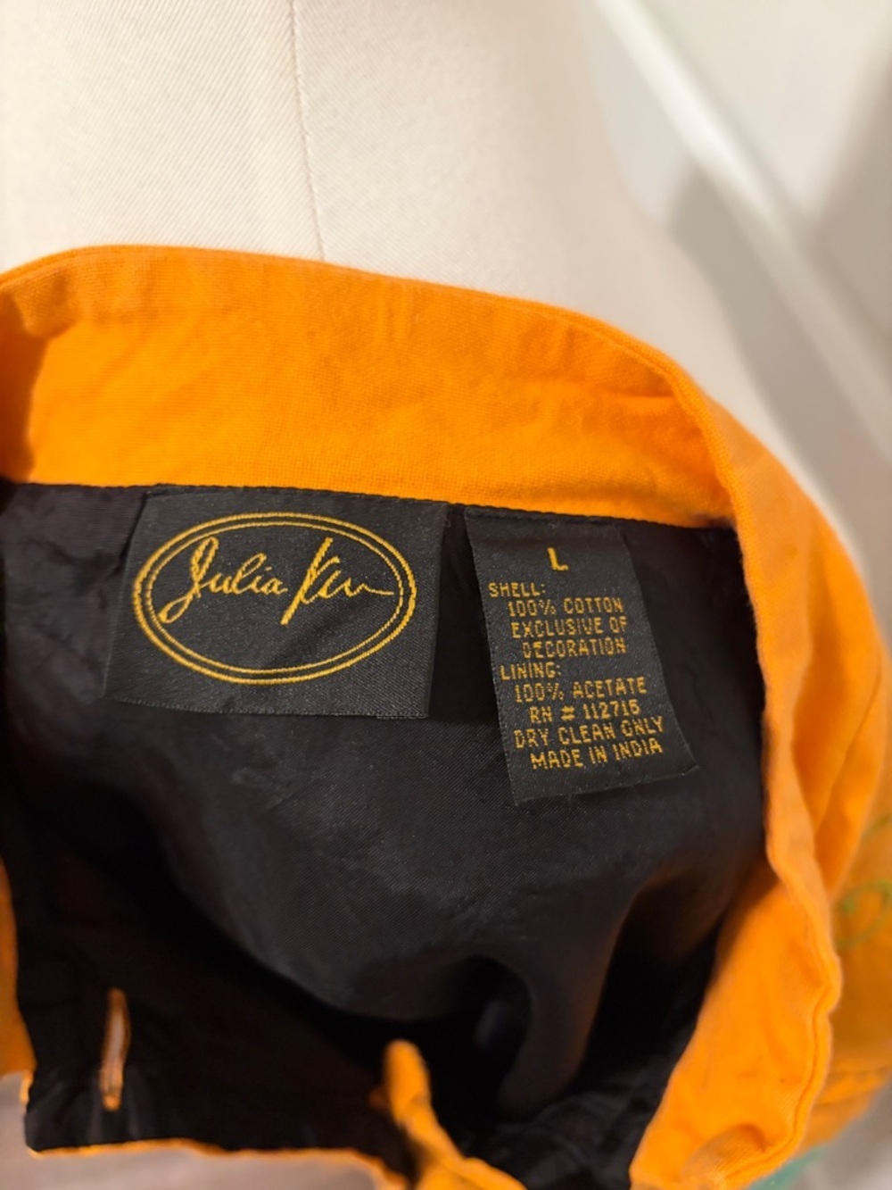 Julia Kent Orange Embroidered Button-Front Jacket - Picture 2 of 4